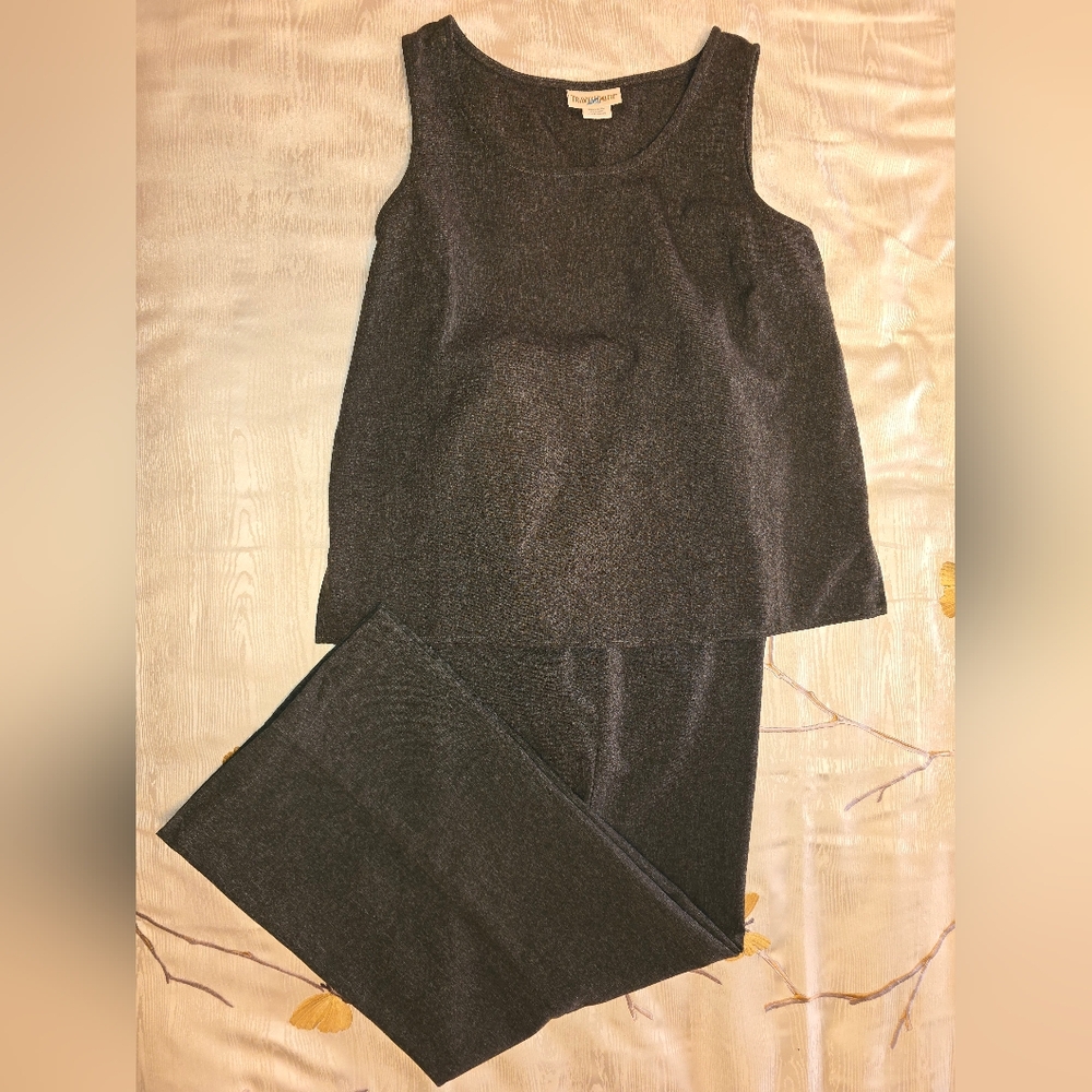 TravelSmith 2 Piece Tank Wide Straight Leg Pants Outfit Green Pockets M